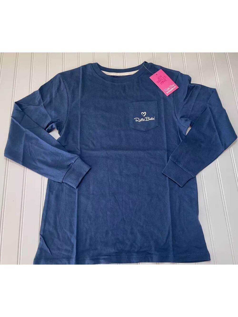 RuffleButts Navy Blue Give Thanks Long Sleeve Pocket Tee - Size Girl's 8/10